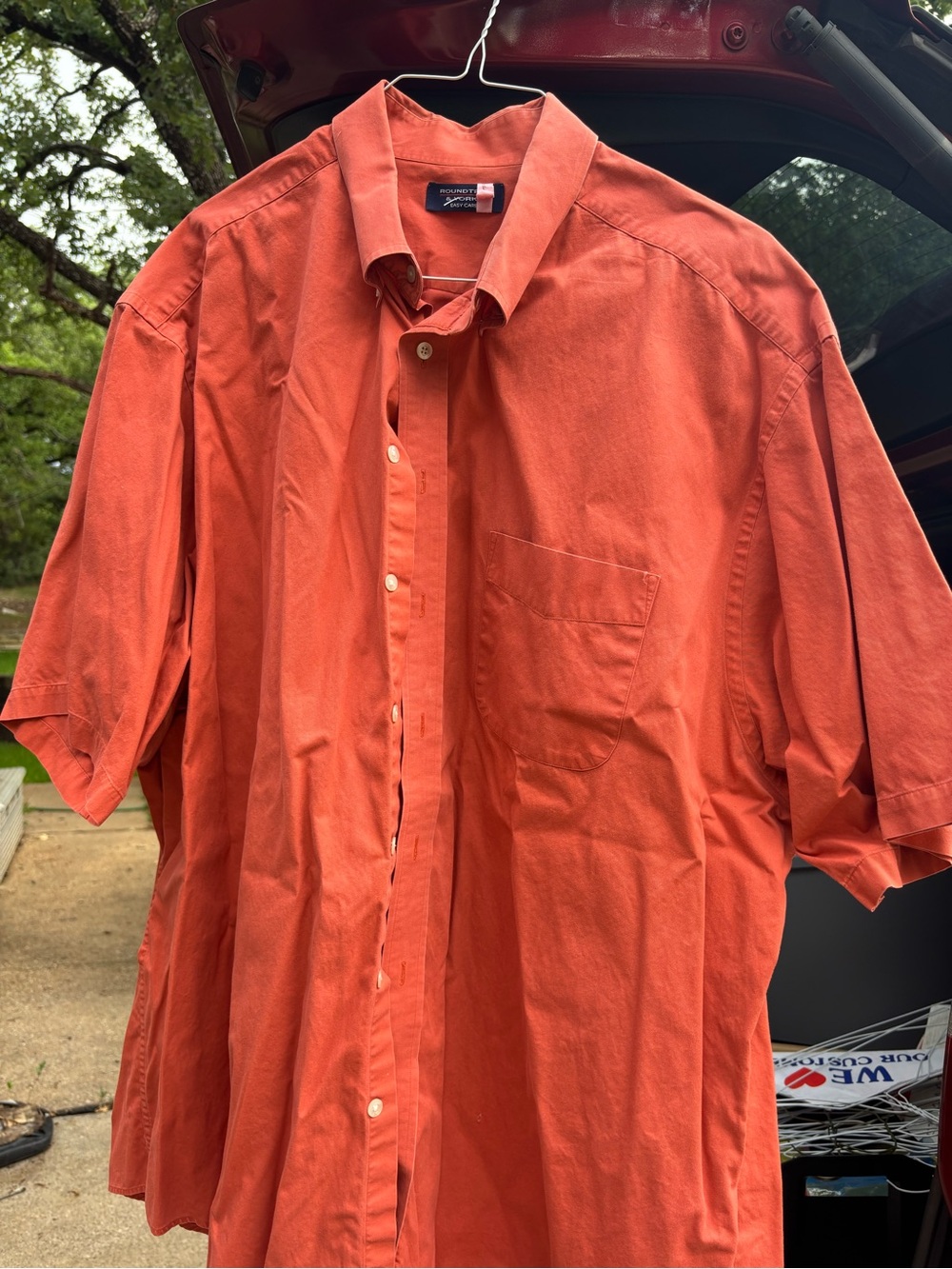 Men's Short-Sleeve Button-Up Shirt - Rust Orange